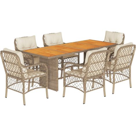 Maison Exclusive - Set da Pranzo da Giardino 7 pz con Cuscini Beige in Polyrattan (1/5)