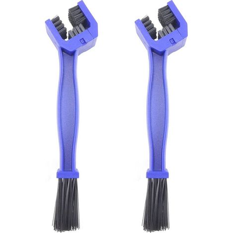 Nettoyeur de chaîne de Moto VTT - 2 pièces - Double extrémité - Chaîne de Nettoyage - Brosse de Nettoyage pour chaîne de Moto - Outil de Nettoyage (Bleu) (1/5)
