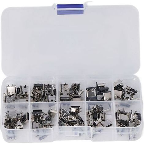 Kit de connecteurs femelles USB Type-C, 100 pièces, pour soudure, réparation et remplacement. (1/4)