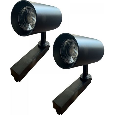 2 Pezzi Faro Led Binario Monofase 30W 2600LM 220V, Corpo Nero, Luce Bianco Neutro 4000K, Angolo 36° CRI90, D80X138mm