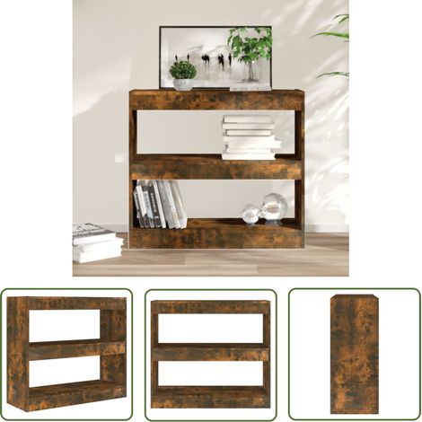 The Living Store Bücherregal/Raumteiler Räuchereiche 80x30x72 cm - Buche Regal - Holzregal - Raumteiler - Etagenregal - Wohnzimmerdeko (1/5)