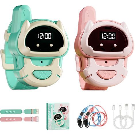 Montres talkie-walkie pour enfants, longue portée  Talkie-walkie pour enfants, montre talkie-walkie avec radio longue portée et interphone interactif (1/5)