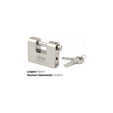 Cadenas a baïonnette Professionnel acier Largeur 85mm Hauteur 16,9mm (1/2)