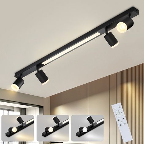 LED Deckenleuchte Dimmbar Deckenstrahler -GBLY Küchenlampe 4 Flammig Schwarz 38W mit Fernbediennung 3000K-6500K Deckenspots Schwenkbar 350° Modern für Wohnzimmer Schlafzimmer Küche Büro