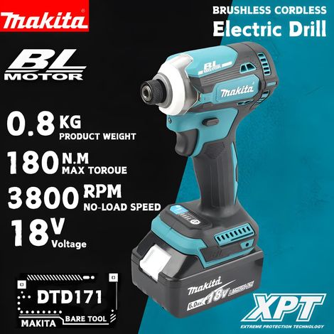 Makita DTD171 Avvitatore ad Impulsi 18V 1/4" Brushless LED - con Batteria e Caricatore