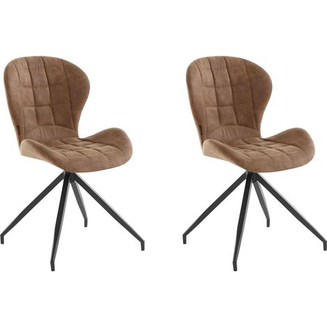 Nova-Ensemble de 2 chaises de salle à manger rembourrées en capuccino en microfibre