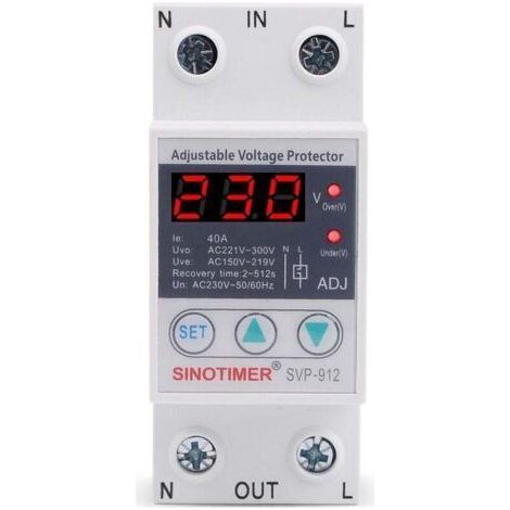 Régulateur De Tension 230v,Relais De Protection De Tension,230 V Sous Protection Contre Les Surtensions Relais De Protection De Récupération Réglable Voltmètre Svp-912(63a) (1/4)