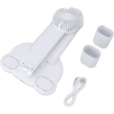 Lampada da scrivania a LED con ventola, portapenne, controllo touch a quattro teste, luminosità regolabile, lampada da tavolo pieghevole per studiare, leggere, manicure e riparazioni. (1/5)