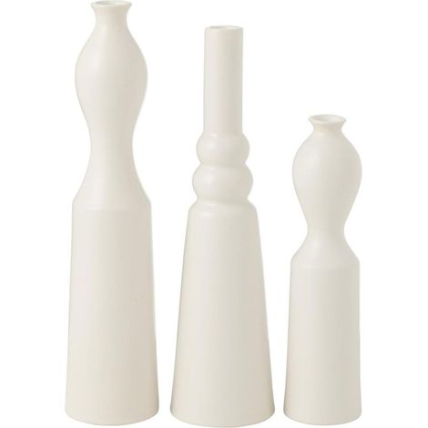 Lot de 3 Vases en Porcelaine "Leia" 32cm Blanc