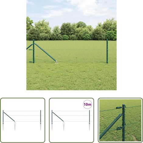 vidaXL Gartenzaun - Zaunpfosten Grün 10 x 0,8 m (25 mm Masche) Stahl und PVC (1/5)