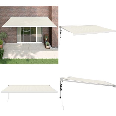 Auvent rétractable crème 4,5x3 m tissu et aluminium - Auvent Retractable - Parasol - Abri Solaire - Protection Solaire - Terrasse - Home & Living (1/5)