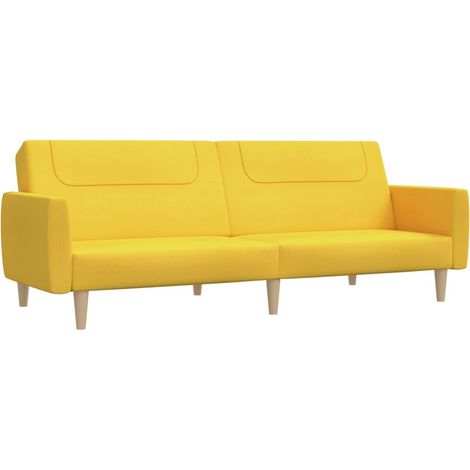 Canapé Sofa-lit à 2 places jaune tissu (1/5)