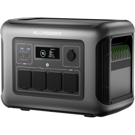 ALLPOWERS R1500 LITE Station électrique portable 1056Wh, batterie LFP, 4 Sorties CA 1600W(3200W Pic), fonction UPS, générateur solaire pour alimentation de balcon, extérieur, RV, camping-car