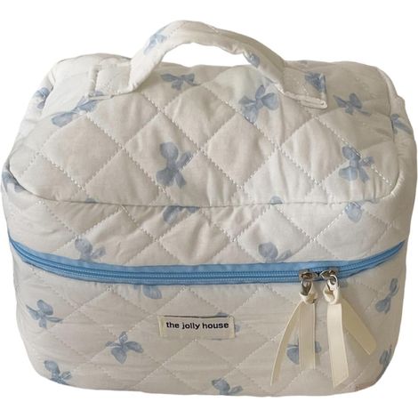 Graziosa trousse per il trucco con fiocco, beauty case..., Blu (1/5)