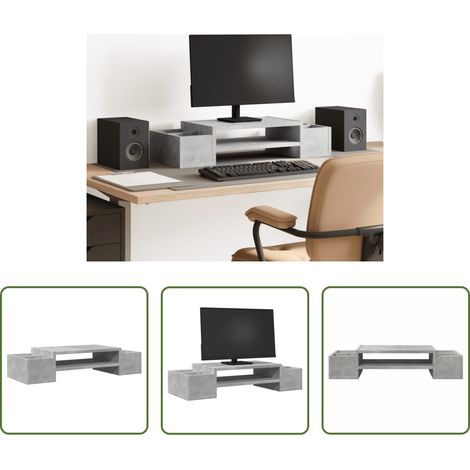vidaXL Ablagefläche -  Monitorständer mit Stauraum Betongrau 70x27x15 Holzwerkstoff (1/5)