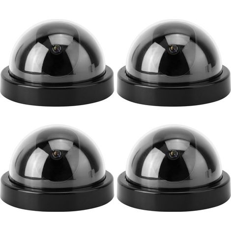 4pcs simulateur de caméra de Simulation de dôme factice factice avec Clignotant LED pour Les Maisons et Entreprises alimenté par 2 Piles AA(Noir) (1/5)