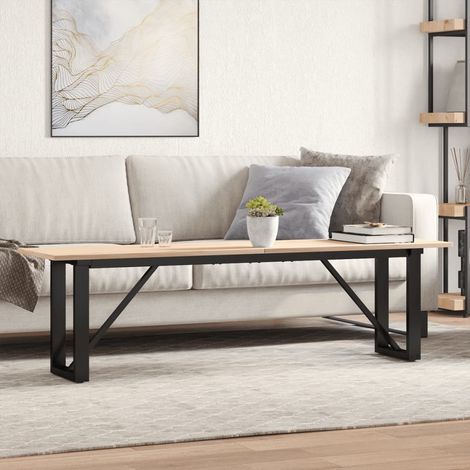 Couchtisch O-Gestell 160x40x45 cm Massivholz Kiefer & Stahl
