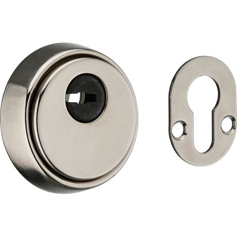 Rosace fermée pour porte d'entrée – Finition nickelée satinée – Pour usage intensif – Garantie 10 ans (1/3)