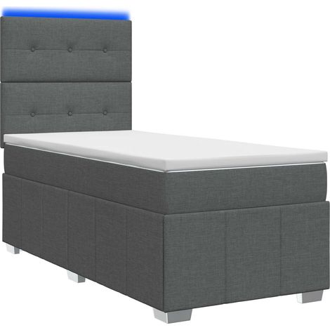 LED Boxspringbett mit Matratze Dunkelgrau 90 x 190 cm Stoff vidaXL (1/5)