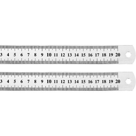 Ruler Metal - 20 Cm - Double Face Metric Imperial - Stainless Steel - For Precision Measurement - 2 Pieces (1/5)