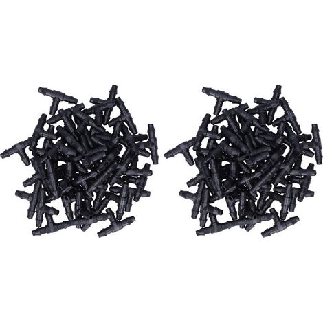 Connector in T for hose irrigation of garden, 100 pieces, 4/7 pieces, for Micro arroseur (1/5)