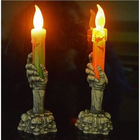 Bougie LED - Tête de mort - Décoration Halloween - Sans flamme - Plastique durable (1/4)