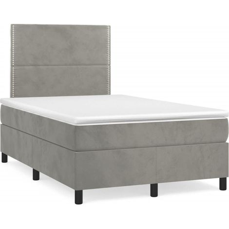 Maison Exclusive - Sommier à lattes de lit et matelas Gris clair 120x200cm Velours (1/5)