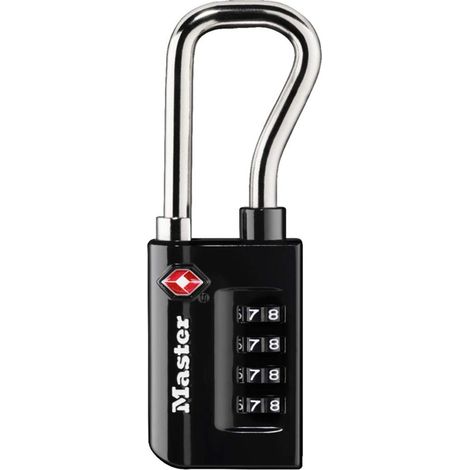 Master Lock 4696EURDBLK Cadenas à Combinaison TSA, Noir, 10,6 x 3,5 x 1,4 cm