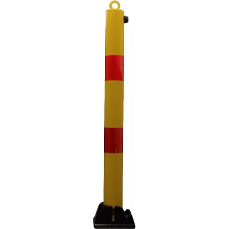 Poteau rabattable 900-76-YR JAUNE/ROUGE (s'entrouvrant) avec oeillet (1/4)