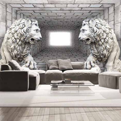 Papier Peint "Lions de Pierre" 70 x 100 cm (1/2)