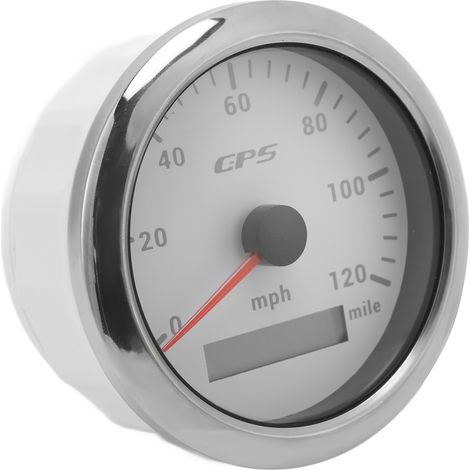 Compteur de vitesse GPS 85 mm / 3,35 pouces, odomètre 120 mph/h, étanche IP67, pour instruments de mesure de distance, blanc (1/5)