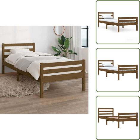 Massivholzbett ohne Matratze Honigbraun 75x190 cm - Holzbett - Massivholzbette - Kiefernbett - Einzelbett - Kleines Bett (1/5)