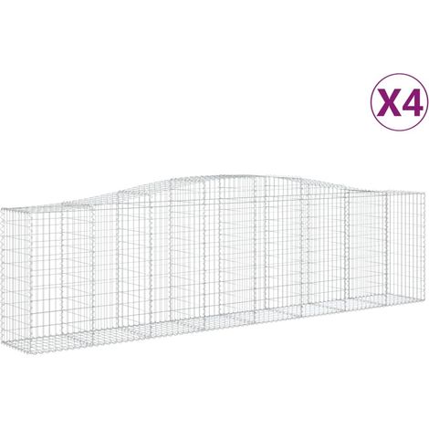 Paniers à gabions arqués 4 pcs  Mur en gabion 400x50x100/120 cm Fer galvanisé