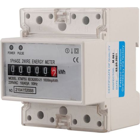Compteur électrique électronique monophasé 220 V, 10(40) A, 2 fils, montage sur rail DIN, mesure en kWh