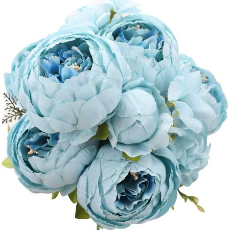 Juego de 13 tallos de peonías artificiales de seda, de 48 cm, para decoración de bodas en interiores. (1/5)