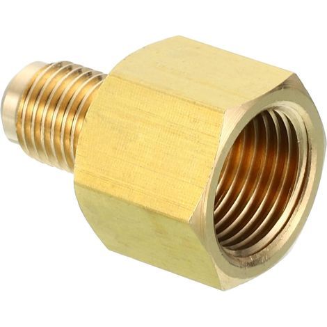 Adattatore in ottone SAE a 45° con filettatura femmina da 1/4" x filettatura maschio da 1/2", per collegamento di tubi flessibili per sistemi di aria, refrigerazione e HVAC – filettatura femmina da 3/ (1/5)