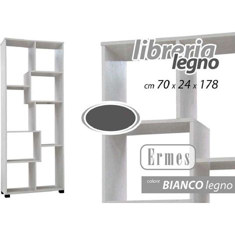 Kaela - Mobile Moderno Libreria Scaffale 8 Scomparti In Legno Bianca 70x24x178cm 715648 - (1/4)