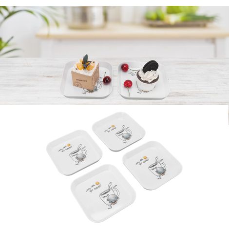 Ensemble de 4 pièces pour apéritifs/crachoirs à os, comprenant une petite assiette carrée, une assiette à fruits, une assiette à déchets, un plat à apéritifs et un plat à café. (1/5)