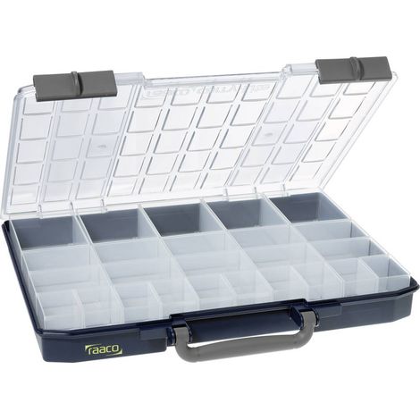 raaco CarryLite 55 5x10-25/2 Coffret de rangement (l x H x P) 413 x 57 x 330 mm Nombre de compartiments: 25 séparations