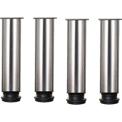 Quatre pieds réglables, 200 mm de haut, pieds de meuble/table/armoire épais, en acier inoxydable brossé, plage de réglage en hauteur de 0 à 15 mm, équipés d'un support en acier inoxydable. (1/5)