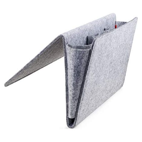 Kikkerland - Tasca porta oggetti per bordo letto, Materiale: Feltro, Colore: Grigio, 42 x 21.5 x 2.5 cm (1/4)