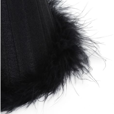 Lot de 6 abat-jour en tissu avec bordure en plumes pour suspension, accessoires de décoration pour lustre. (1/5)