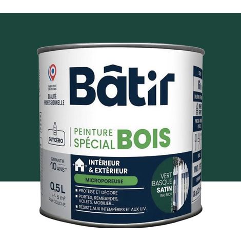 Peinture Spécial Bois BÂTIR Vert Basque 0,5 L (1/2)