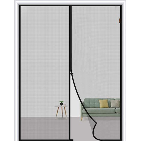 Mosquitera magnética para puertas y ventanas, 100x210cm, malla magnética contra moscas e insectos, tira adhesiva, cierre automático, malla muy fina, fácil instalación sin taladrar. (1/5)