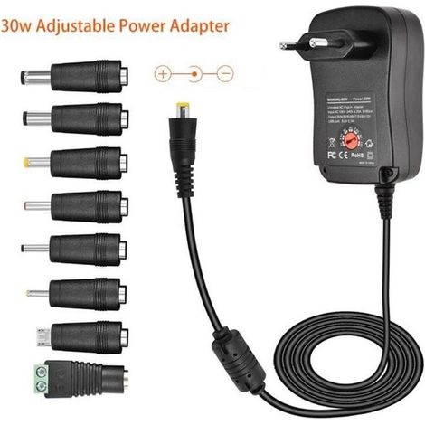 Adaptateur d'alimentation Universel 30W AC DC 3 4,5 5 6 7,5 9 et 12 V avec 8 prises 1500 mA Max, 1,2 m (1/4)