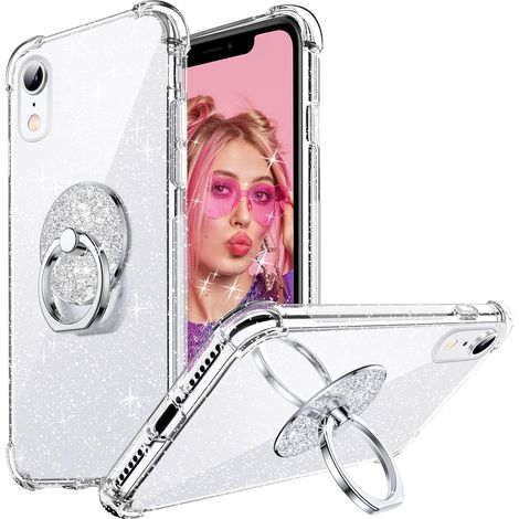CUSTODIA IN SILICONE TRASPARENTE PER APPLE IPHONE XR CON SUPPORTO LUCIDO A1984 (1/5)