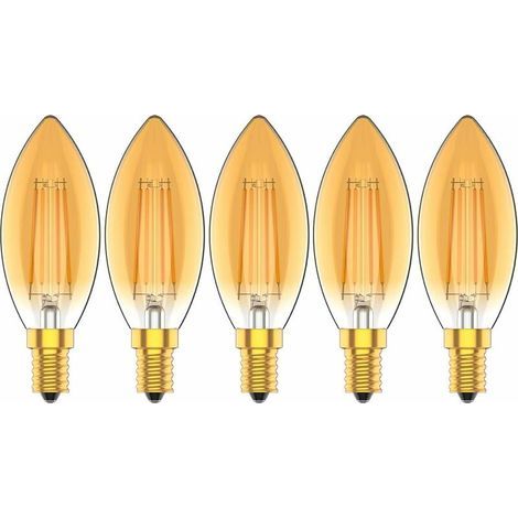 Ampoules Bougie à LED E14 4W, 30W Ampoule à incandescence équivalent, 2200K Blanc Chaud, 300LM, Cri80+, Petit Culot à Vis, Chandelier ampoules LED,Lot de 5 (1/5)