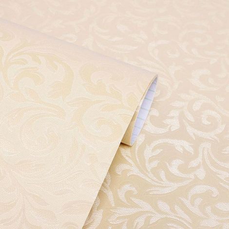 Papier Peint Autocollant 3D Relief Damassé - Style Européen Moderne - 61 cm x 500 cm - 1 Rouleau (1/4)