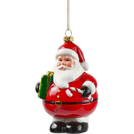 Pendaglio per albero di Natale "Babbo Natale", colore rosso e bianco, da 7.5 x 9 x 12 cm