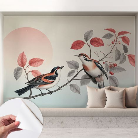 Fotomurale adesivo - Carta da parati adesiva - per la cucina camera da letto per la soggiorno - Uccelli appollaiati 208x146 cm (1/5)